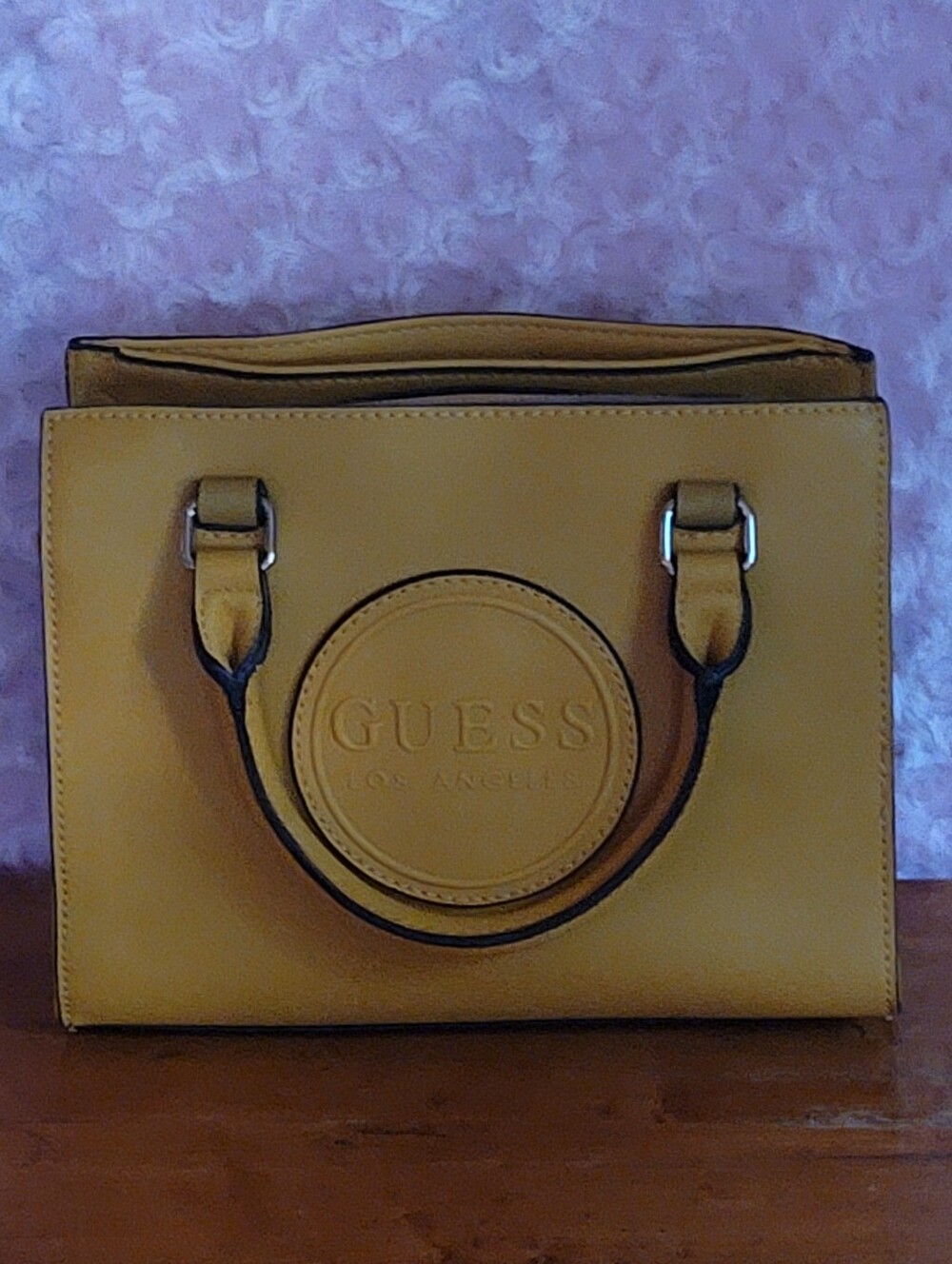 GUESS Mustard Yellow Structured Top-Handle Satchel